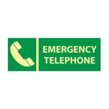 NATIONAL MARKER CO Glow Sign Rigid Plastic - Emergency Telephone GL306R